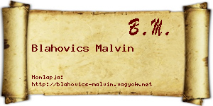 Blahovics Malvin névjegykártya